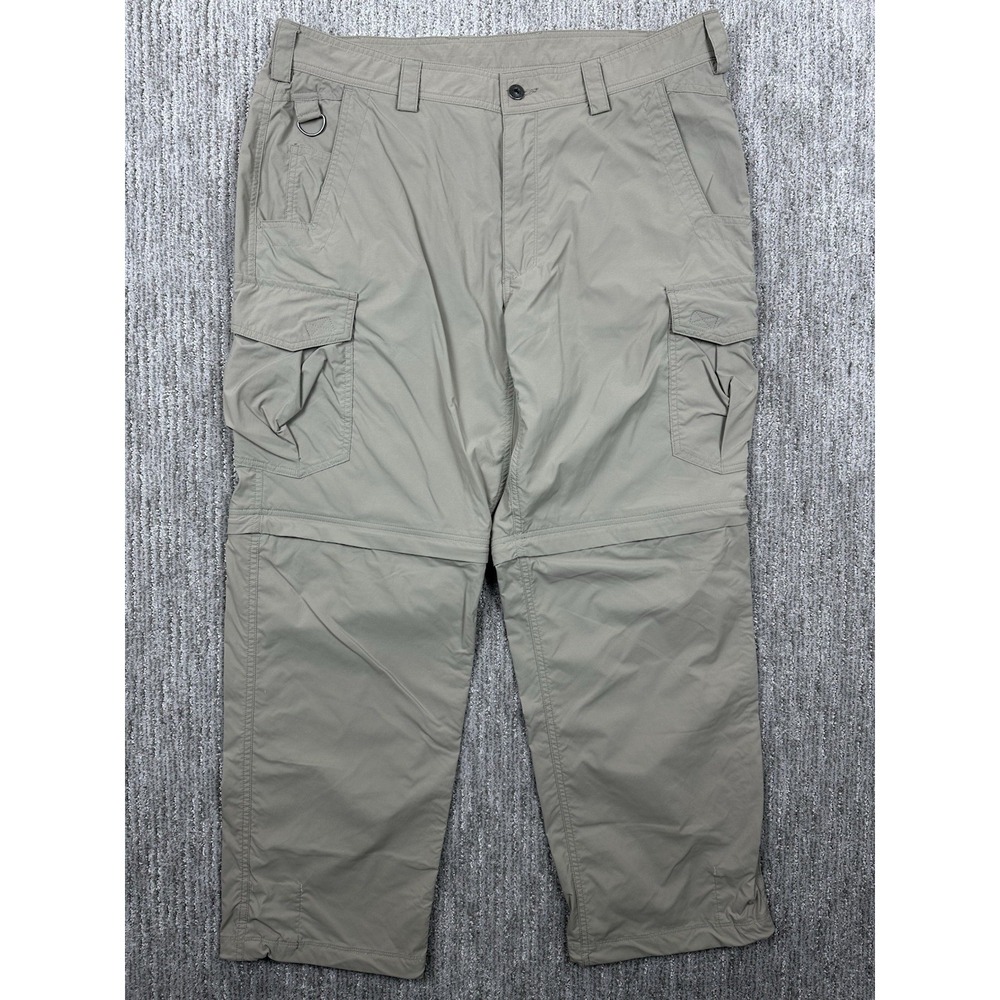 Duluth Trading Cargo Pants Mens 38x30 Flex No Fly Zone Zip Convertible Beige